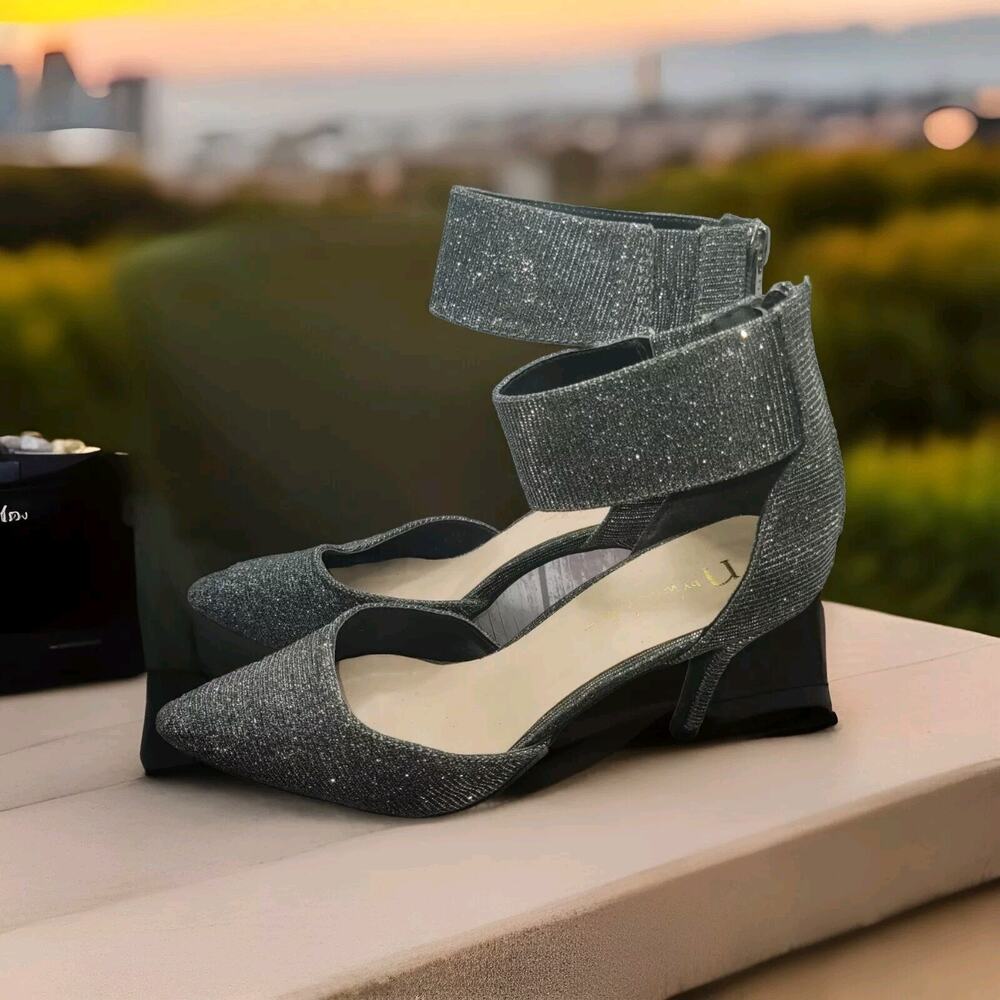 N by Nicole Miller Carty Heels Size 6M Pewter Silver - Picture 2 of 7